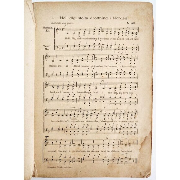 1890s Sweden School Quartet Music Song Book 1st Edition Victorian Stockholm WHBS - Picture 6 of 7